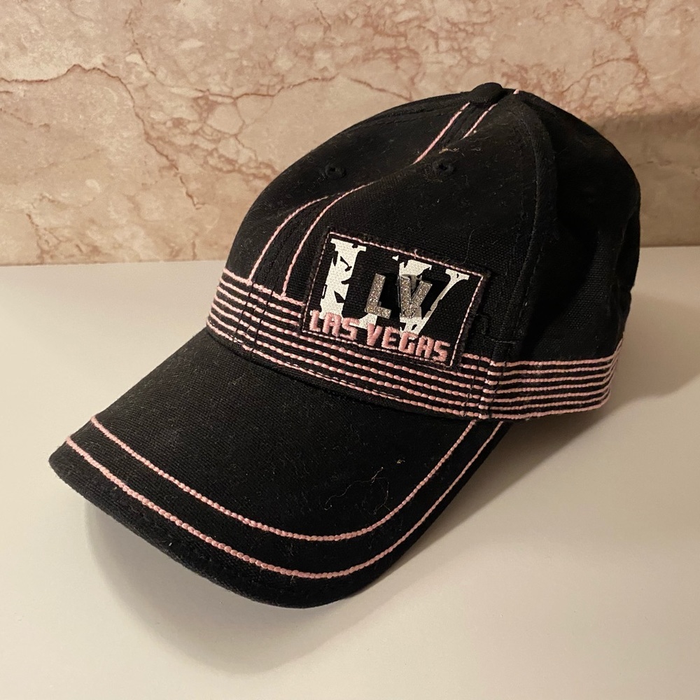2000s Y2K Las Vegas Bling Baseball Cap Black and Pink